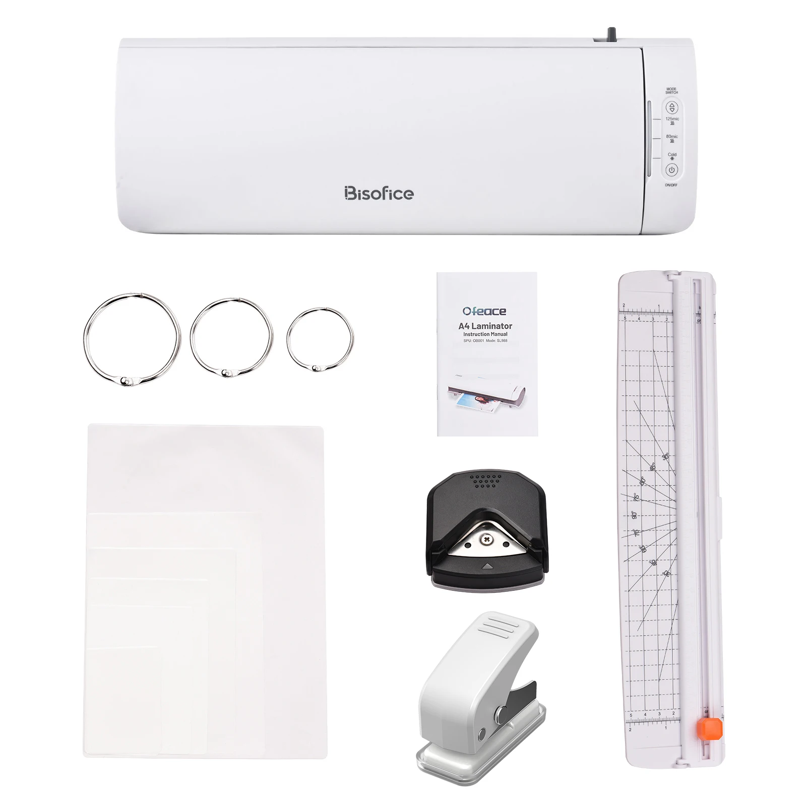 Bisofice SL988 Desktop Laminator Machine Set A4 Size 6IN1 Multifunctional Hot & Cold Lamination for A4/A5/A6 Laminating Pouches