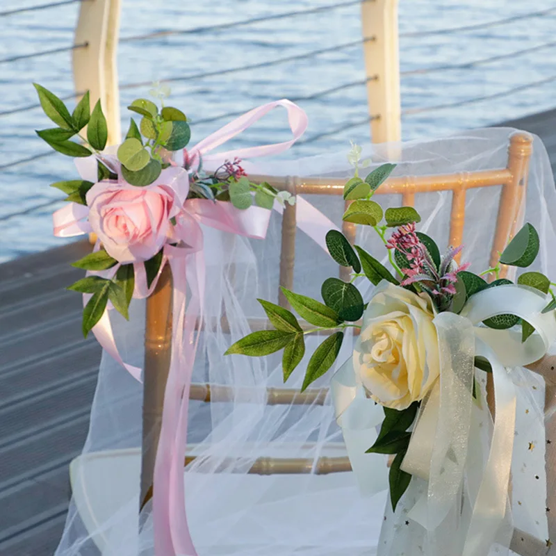 

1PC DIY Artificial Flowers Forest Style Party Decor Photography Prop For Boho Wedding Chair Back Flower Bouquet
