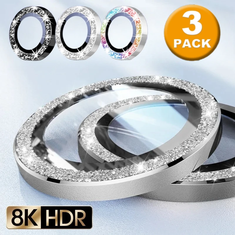 1-3 Set Per Iphone 15 Pro Max Diamond Metal Camera Protector Per Iphone 15 Pro Camera Protector 3 Pz/Set Vetro Di Protezione Dell'Obiettivo