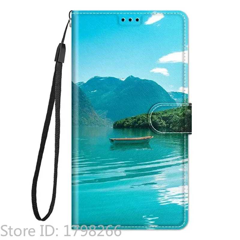 Leather Wallet Phone Case - Magnetic Flip Cover with Stand and Artistic Design