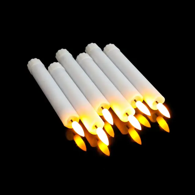 Bougies LED sans flamme à lumière chaude, 3 ou 6 pièces, avec télécommande, bougies coniques courtes/longues décoratives pour pièce de 6.5/7/10/11 pouces 2
