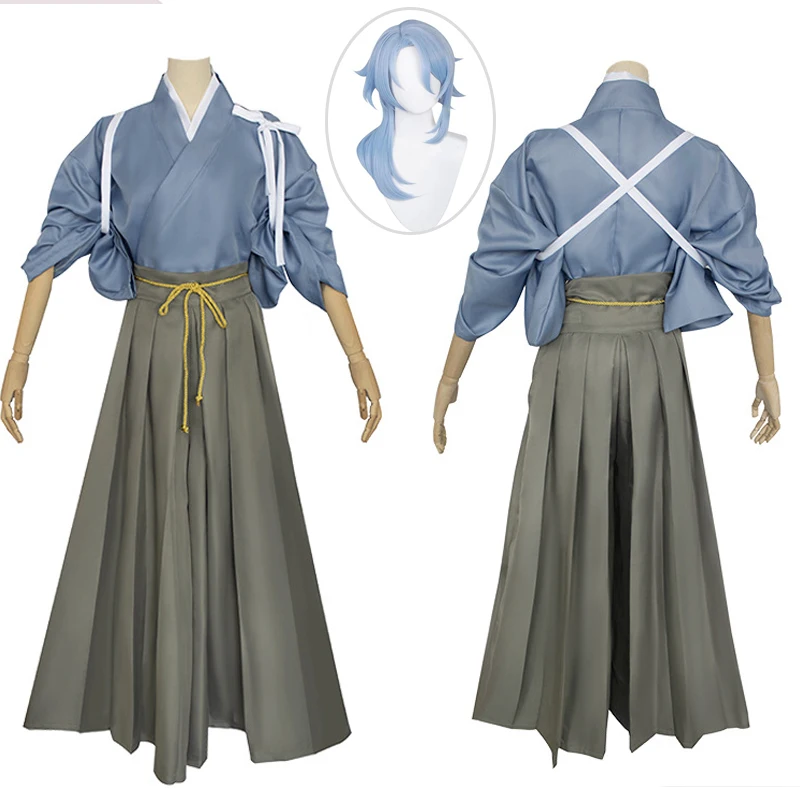 

Halloween Party Genshin Impact Kamisato Ayato Cosplay Costume Women Men Kimono Kendo Kendougi Hakama Game Anime Wig Full Outfit