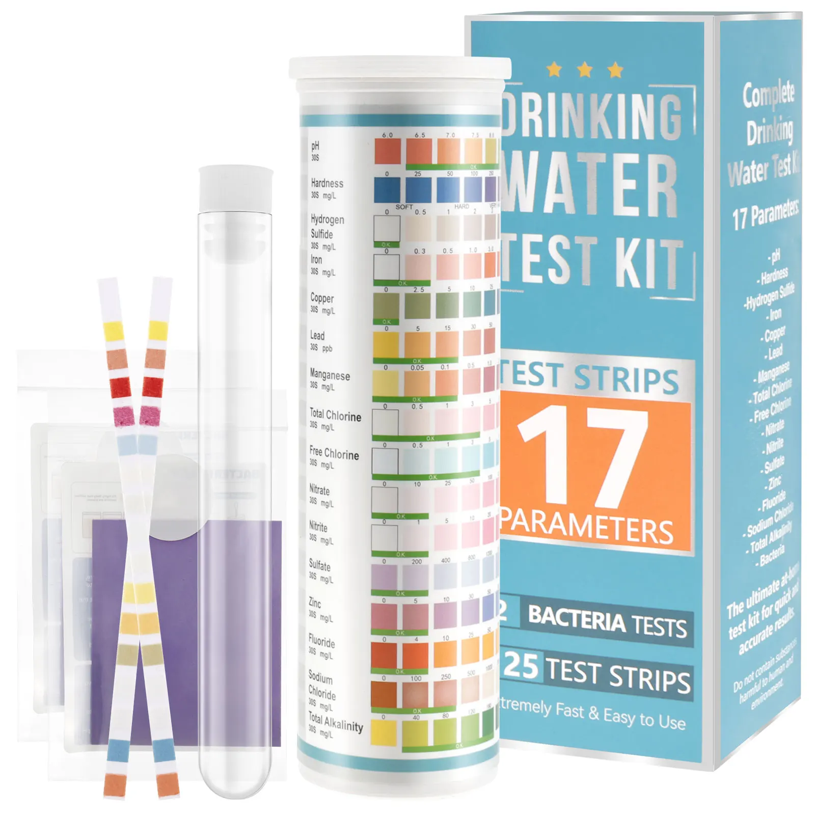 7 in 1 Aquariumvissen Tank Water Test Strips voor Zoetwater, Zoutwater Aquarium om snel en nauwkeurig Totale hardheid, Nitriet, Nitraat, Chloor, Alkaliniteit & Carbonaat & pH - 100 Strips