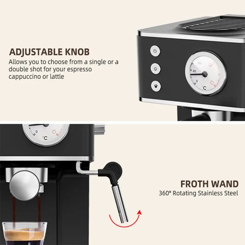 Italian Semi-automatic Pressure Coffee Machine Small Household Espresso Machine Steam Milk Frothing Machine Portable Cafetera 5
