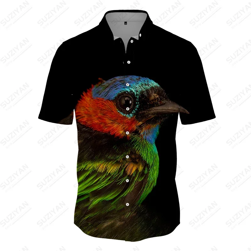 2024 Men's New Button-Up Shirt Comfortable Breathable Shirt Summer 3D Animal Print Short Sleeve Shirt Street Fashion Men's Shirt