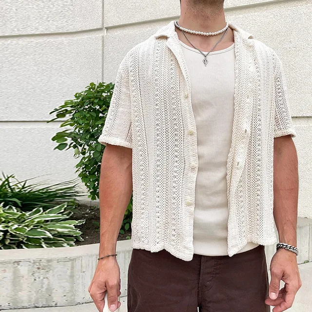 Crochet Men's Cardigan For Summer Summer Men's Knit Cardigan