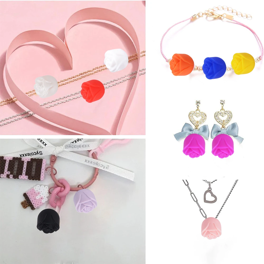 Lofca 10-30 mehrfarbige Rosen perlen bpa kostenlos Baby Beiß perlen DIY Zubehör für Schnuller Kette Schmuck Zubehör – Detail 13