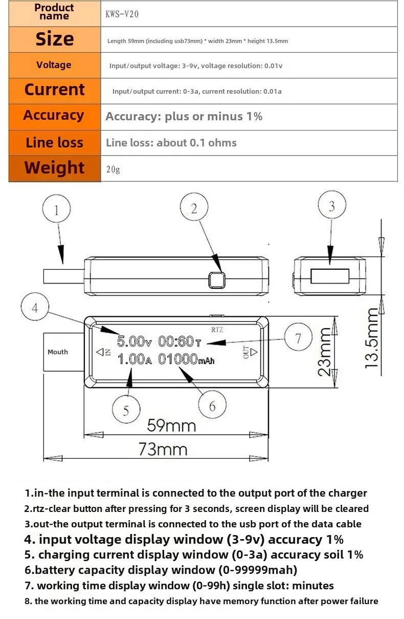 USB Voltage Meters Current Voltage Capacity Battery Tester Volt Current Voltage Doctor Charger Capacity Tester Meter Power Bank