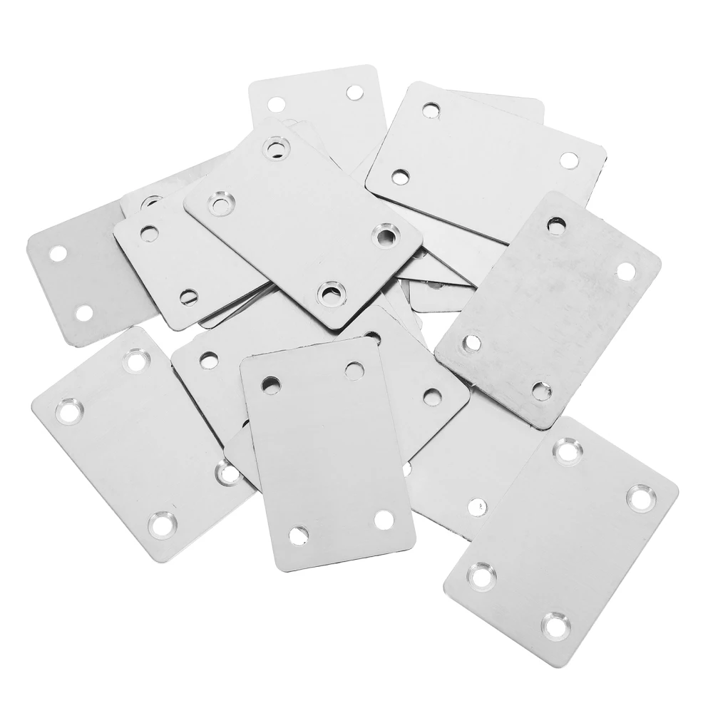 20pcs Stainless Steel Corner Code Flat Joining Plate Straight Bracket Mending Plate Repair Fixing Bracket Support Wood Furniture