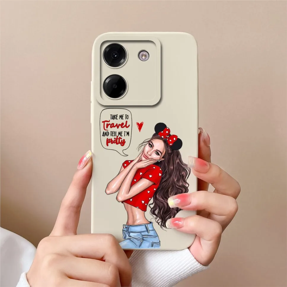 Sweet Girl Soft Liquid Silicone Protective Phone Case Cover