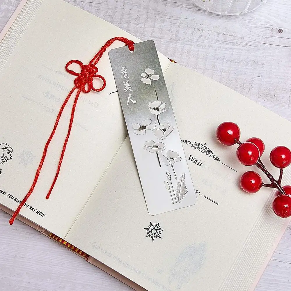 Colorful Chinese Style Hollow Kids Students Gift Stainless Steel Bookmarks Metal Bookmarks Red Knot metal bookmark bookmarks stationery supplies