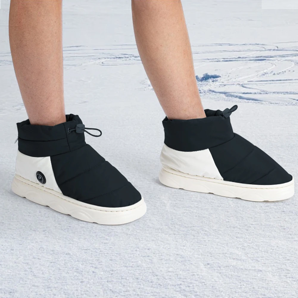 Unisex Electric Heating Slippers with 3 Heating Levels Thermal Shoes Rechargeable Warm Snow Boots for Indoor House Home Office