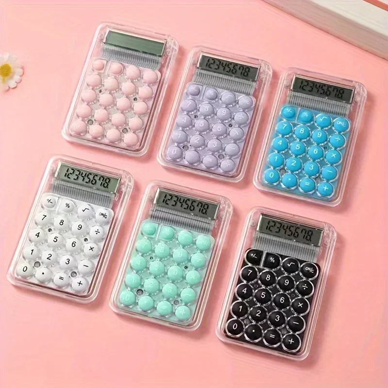 1Pcs 학생 계산기 LCD 디스플레이 대형 ScreenSiicone 버튼 8 자리 Handhed Study전자 계산기 Schoo 용품