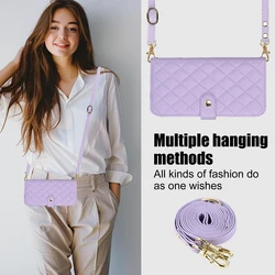 RFID Blocking Crossbody Wallet with Card Slots and Flip Case - Premium PU Leather Cover - iPhone 13 (Light Purple)