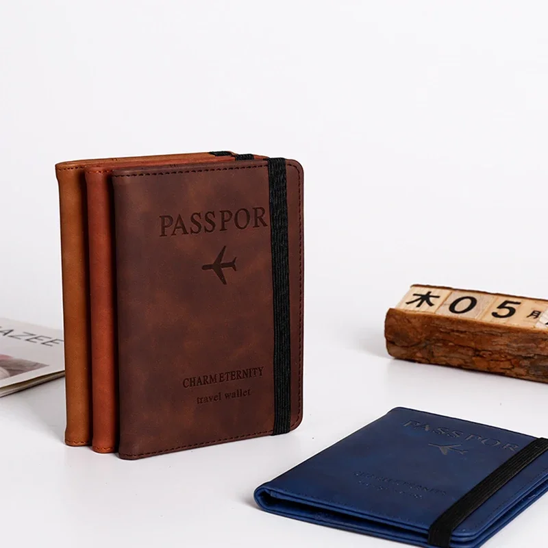 Männer PU Leder Brieftasche Reisepass Geldbörse Karte Männlichen Reise Zubehör Hand Tragen Passport Visitenkarten Halter Brieftasche – Detail 5