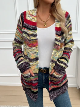 Sweater Knitted Cardigan Thin Loose Jacket For Women 2024 Korean Casual Y2k Crop Clothes Elegant Female Clothing Fashion Top 2