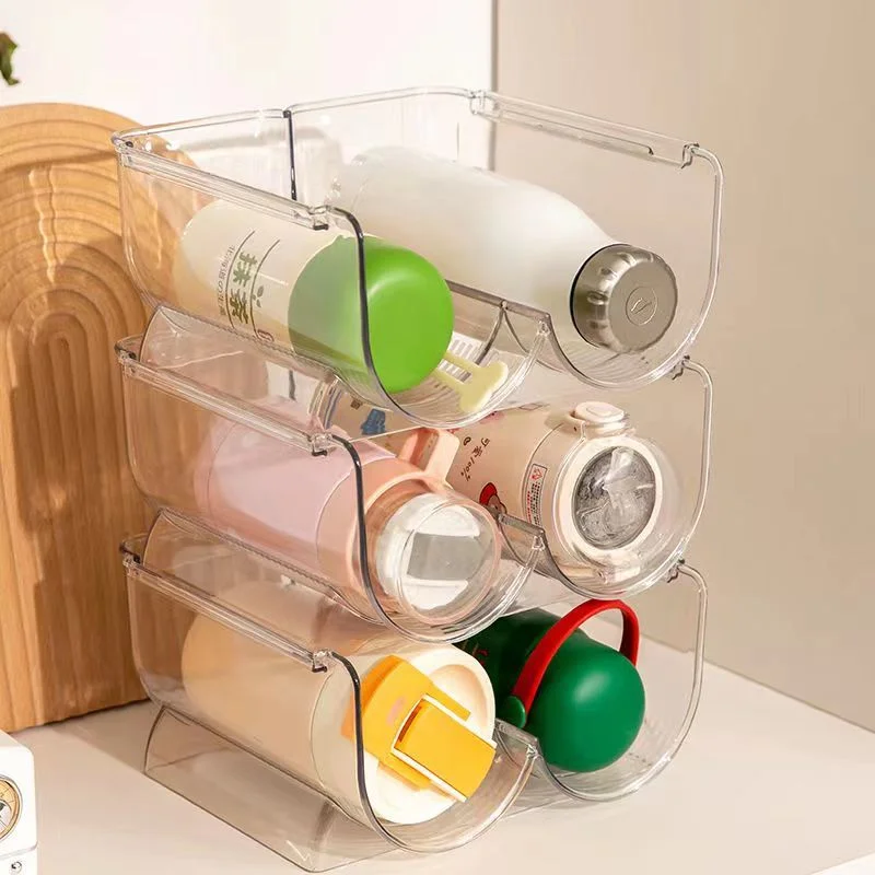 Transparent Water Bottle Organizer Stackable Bottle Storage Holder For  Kitchen Home Cabinet Organizer Stacking Can Dispenser E2s - Racks & Holders  - AliExpress