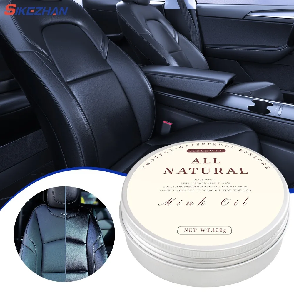 100g Car Leather Cleaning Cream Seat Maintenance Care Oil Leather Restoration Mink Oil Cream Sofa Car Interior Polishing