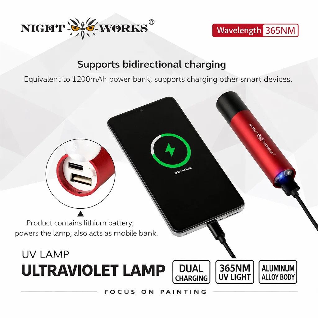 NightWorks NUV-01 자외선/UV 경화등 레진/형광 페인트 조립 모델 취미 도구용