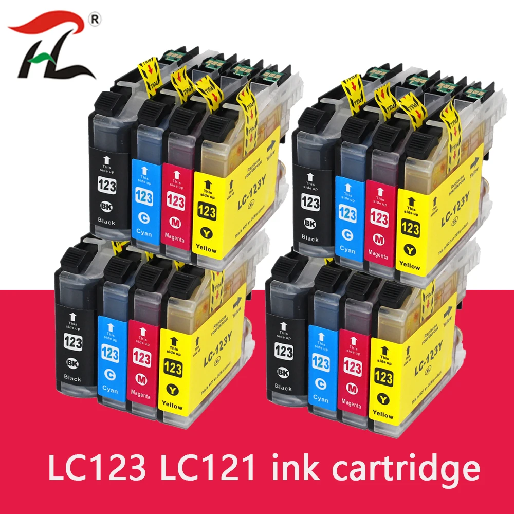 Cartucho de Tinta Compatível com Impressora Lc123 Lc121 para Brother Wireless J752dw J132w J152w J172w Lâmpada J650dw J870dw