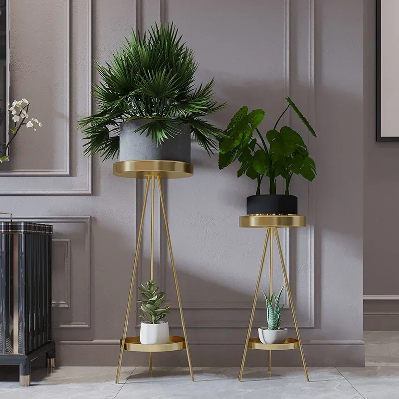 Light Luxury Metal Flower Rack-Modern Floor-Standing Plant Stand, Eco-Friendly Fashion Shelf, Living Room Green Rose Decor