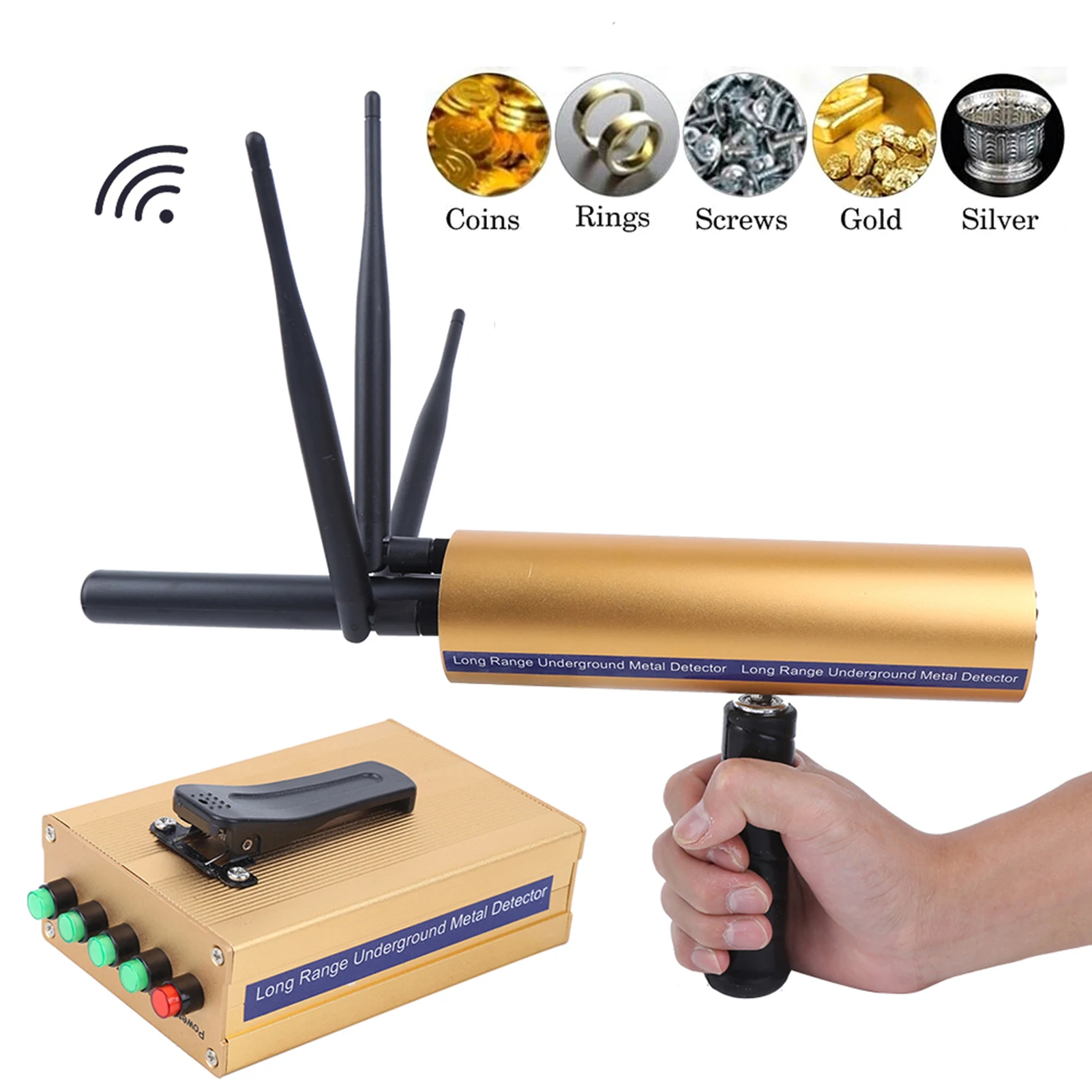 AKS Rechargeable Metal Detector Locator Finder Treasure Scanner 1400Meters Underground Metal Detector