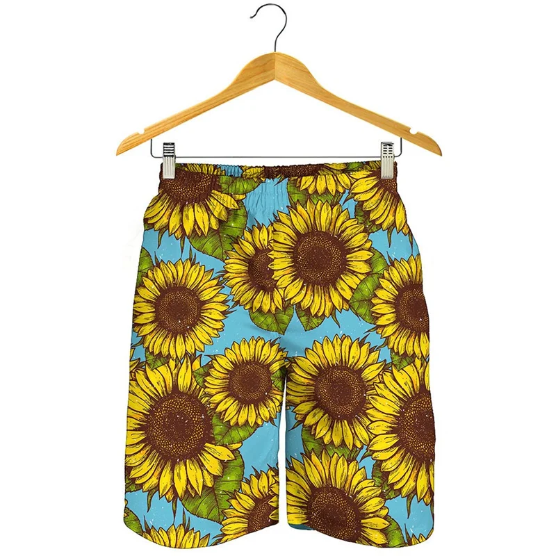 

Retro 3d Print Sunflower Beach Shorts Men Kids Summer Floral Graphic Short Pants Swimming Trunks Quick Dry Surfing Board Shorts