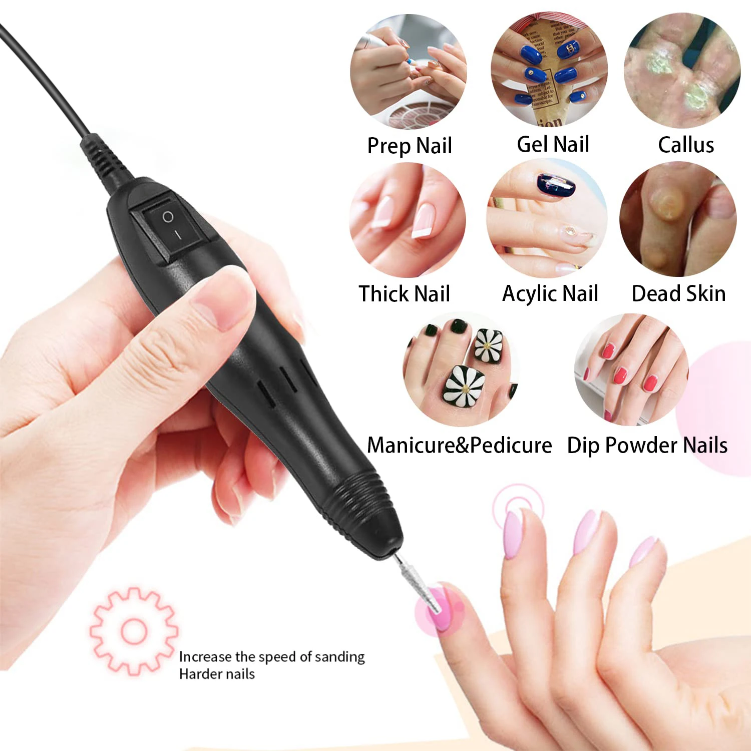 YIKOOLI Nail Drill Machine 20000RPM Professional Electric Nail Drill Machine for Nail Tech Supplies Acrylic Electric Nail Drill 6