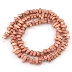 Gold Plated Natural Hematite Irregular Beads - Irregular Size (Matte Rose Golden)
