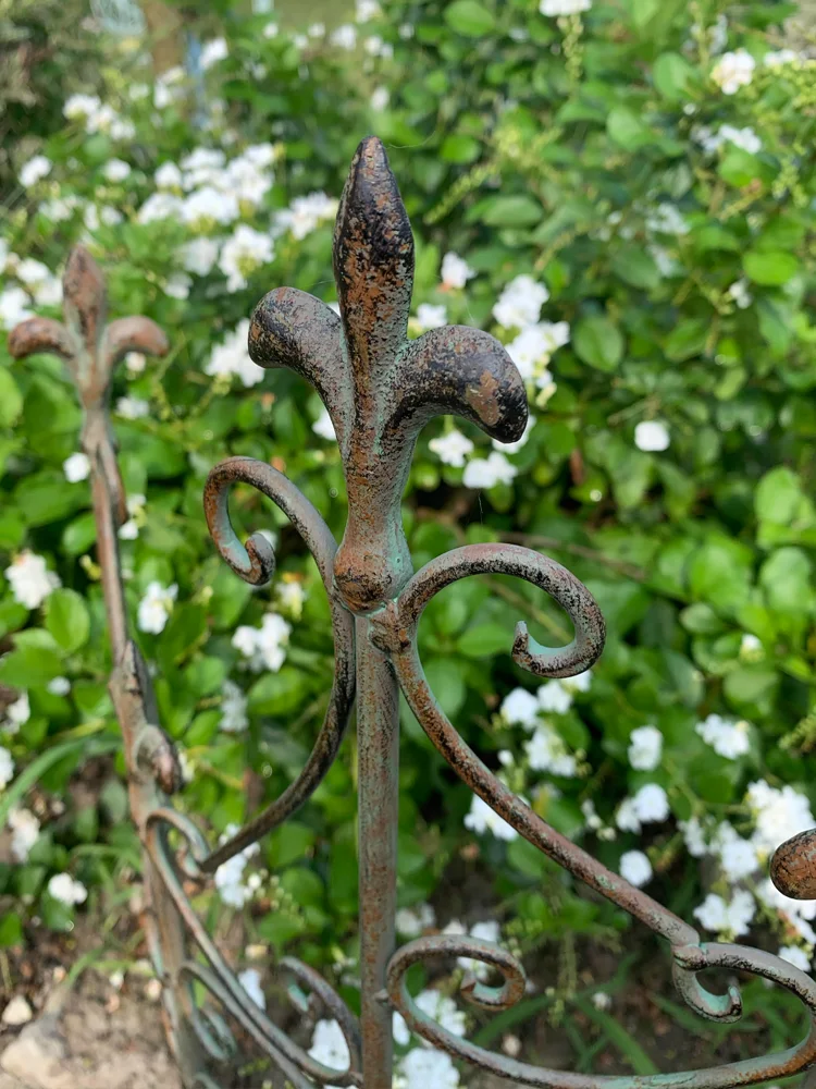 Vintage Distressed Iron Garden Fence and Trellis