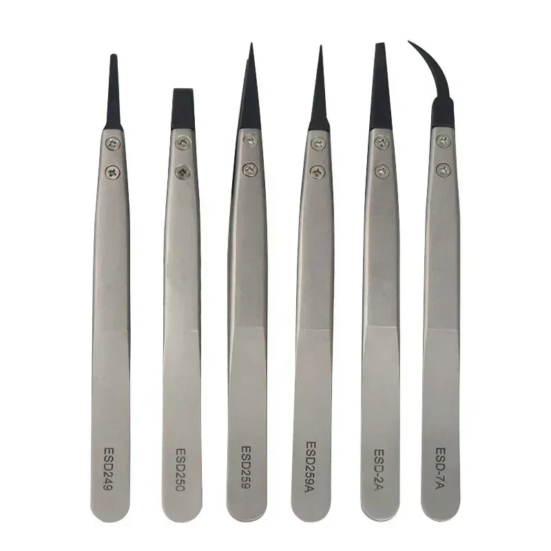 Watch Tweezers For Watch Hands Installation Work Straight Elbow ESD-259 ESD-259A ESD-7A Handle Stainless Antistatic Plastic 1PC