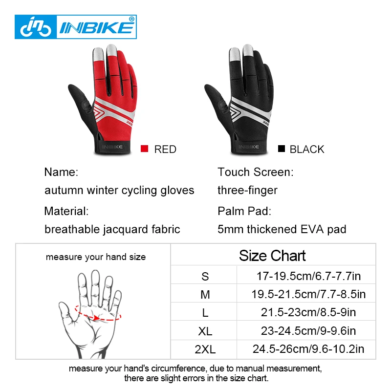 Sport Gloves INBIKE MTB Cycling Gloves Full Finger Touch Screen Road Bike Gloves Bicycle Anti-Slip Mountain Outdoor Sports Accessories