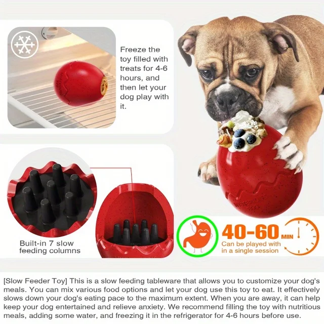Interactive Dog Toy Dispenser  Dinosaur Egg-Shaped Design   Perfect for Slow Feeding and Playing 3