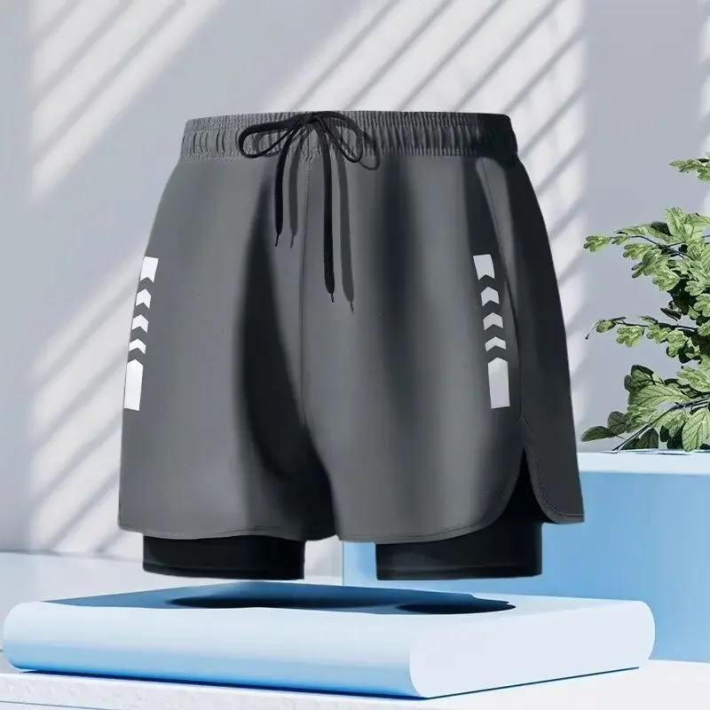 Men Swimsuit Anti-Embarrassing Double-Layer Quick-Dry Bathing Underwear Loose-Fit For Men