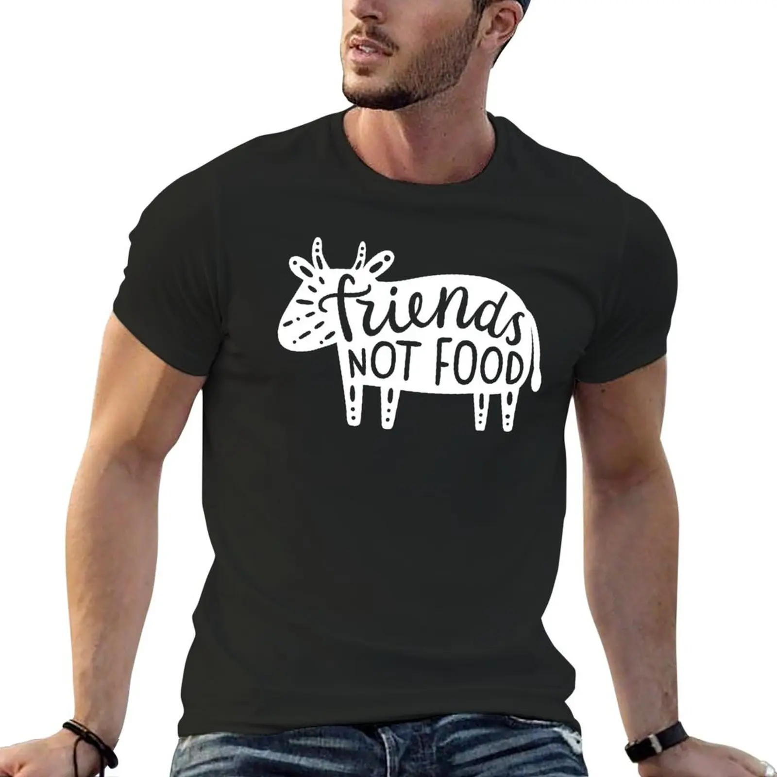 

Vegan design - Friends not food! T-Shirt tees shirts graphic tees anime t shirts sweat shirts, men