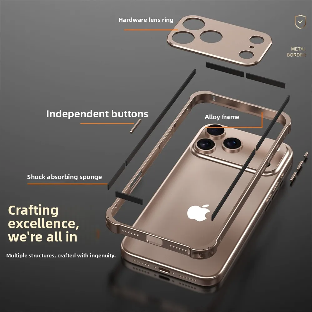 Sleek Aluminum Alloy Phone Case with Camera Protection and Shockproof Design