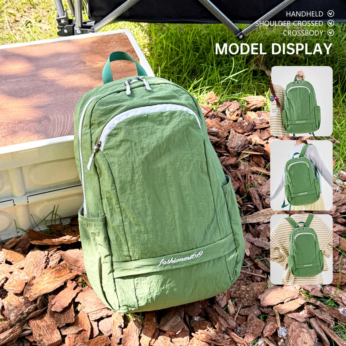 Lightweight Waterproof Nylon Backpack for Women, Outdoor Travel, Mountaineering, Large-Capacity School Bag, College Student Class Travel Small Backpack for Men