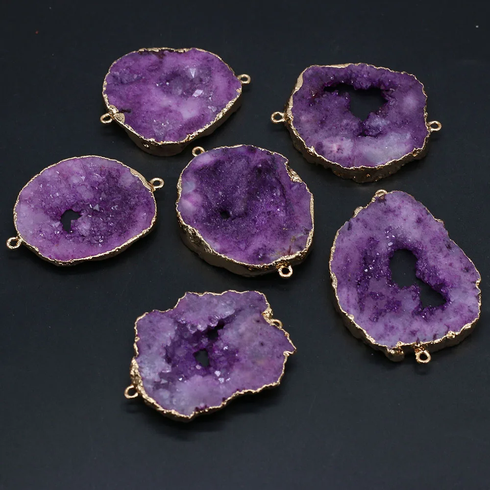 

Agate Crystal Bud Stone Irregular Connector Purple Natural Craft Jewelry MakingDIY Necklace Hanging Accessories Gift Party Decor