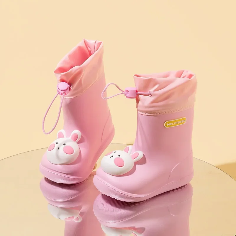 Kids Rain Boots 3D Stereo Cartoon Kids Rain Shoes Dinosaur Rabbit Duck Waterproof Non-slip Toddler Water Shoes for Boys Girls