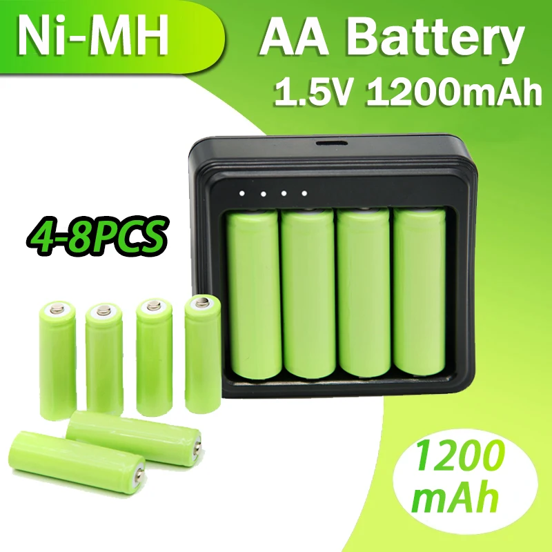 4-8PCS 1200mAh 1.5V AA Ni-Mh Recharge Battery Constant High Efficiency Output 1200 Cycles For Mouse Microphone Alkaline Battery rechargeable battery