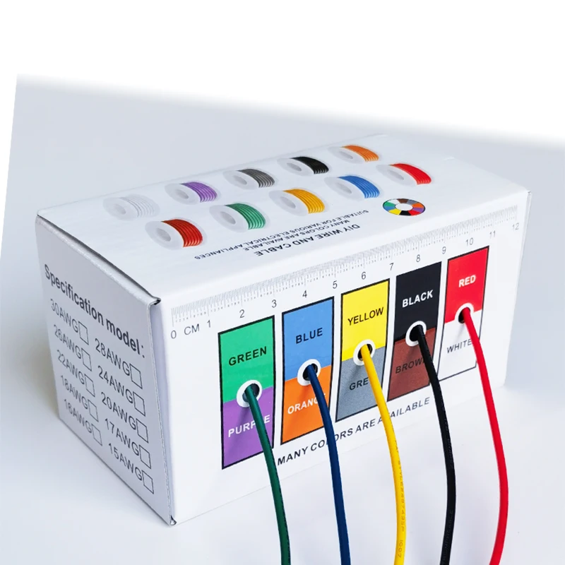 DIY Wire 16-30AWG 5 Colors Silicone Tinned Copper Electronic Wire 5-20 meters per axis Stranded Wire Cable
