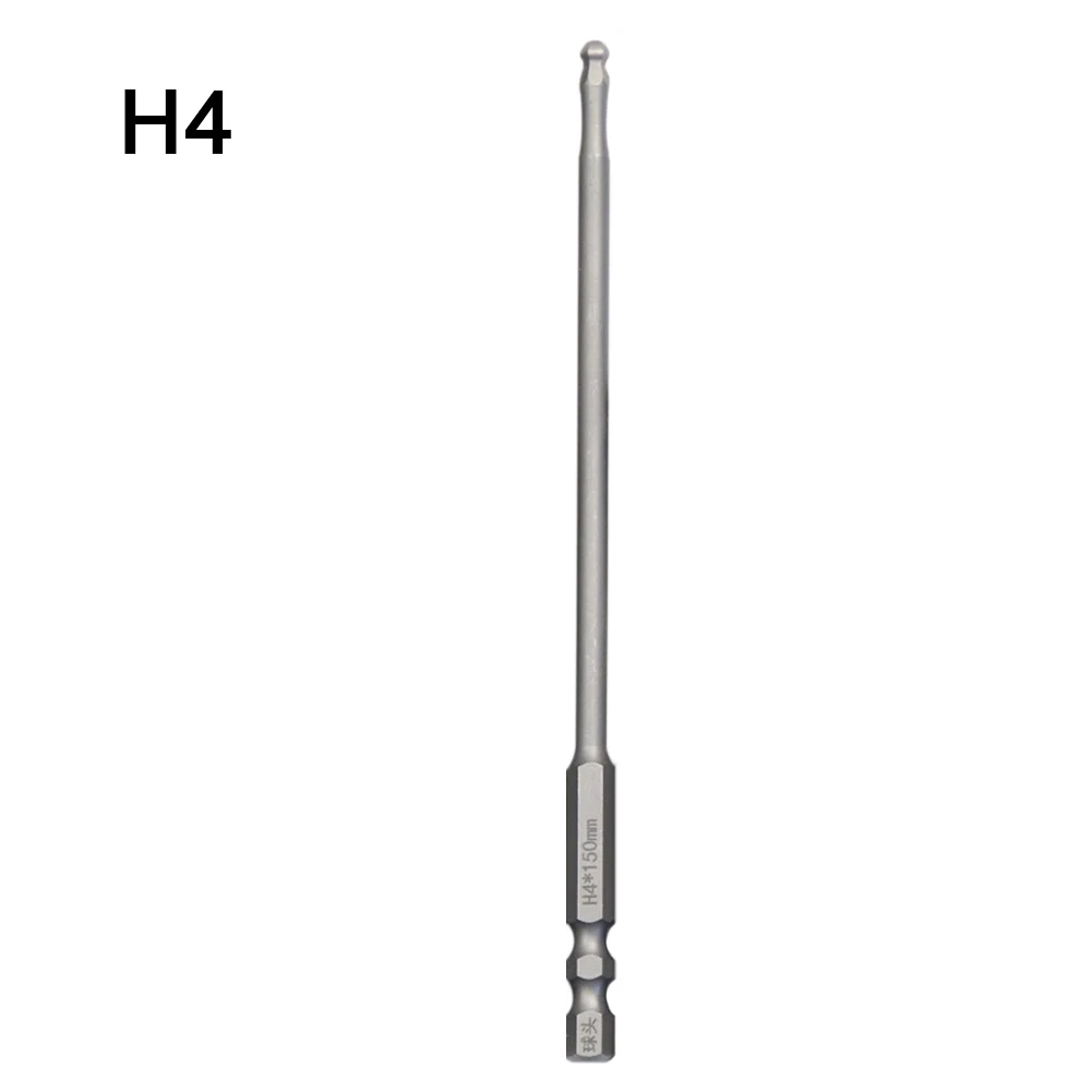 Lot de trois embouts tournevis boule hexagonaux H4 H5 H6 en acier allié, outil de précision pour vis inclinées, vue d'ensemble.