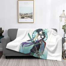 Xiao Genshin Manta de impacto con estampado 3D para niños y adultos, manta decorativa para sofá, dormitorio, regalo de Navidad
