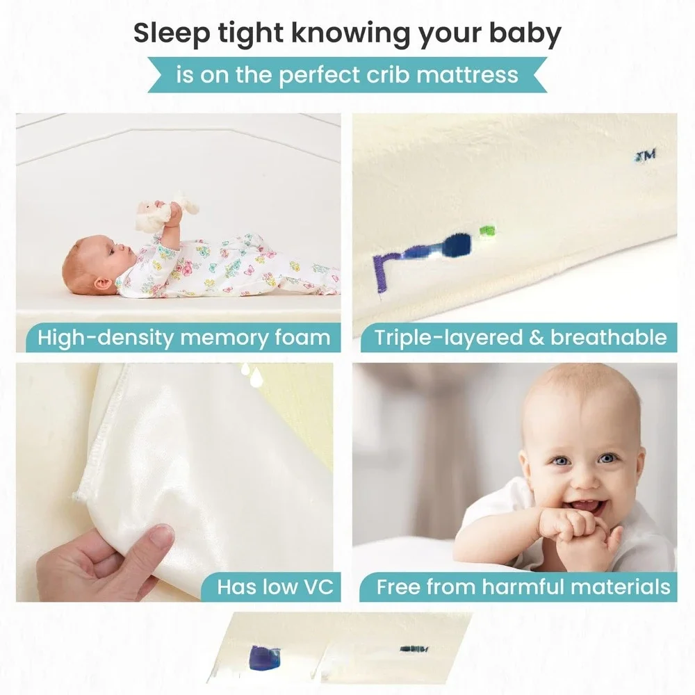 Foam Crib Mattress, Breathable Crib Mattress with Removable and Waterproof Cover, Hypoallergenic, Standard Size