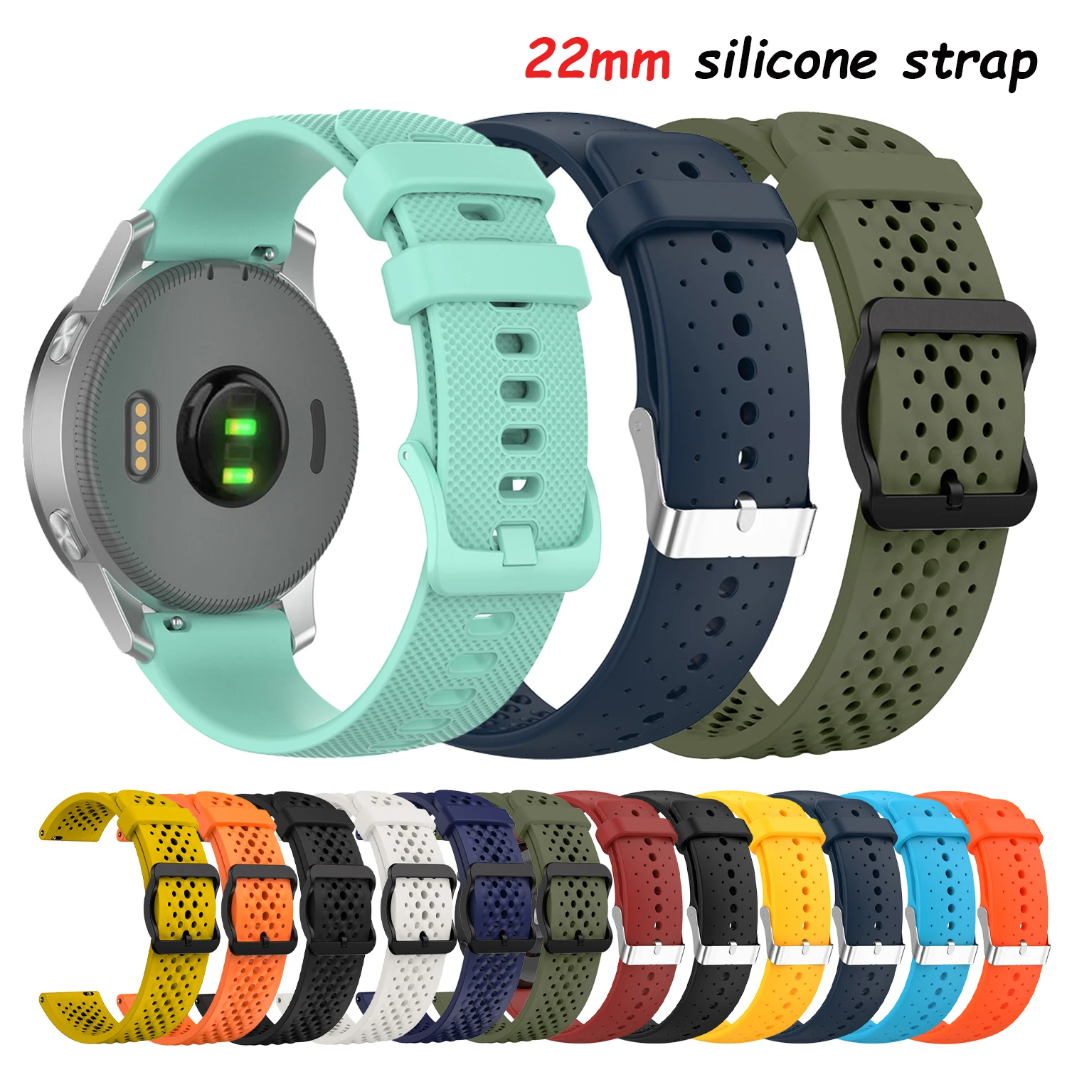 Premium 22mm Silicone Watch Strap - Universal Fit