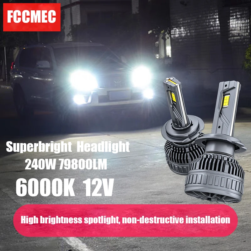 Superbright 240W 79800LM H4 H7 лампы для фар Canbus H1 H11 H3 9012 9005 HighPower 6000K12V 3570CSP