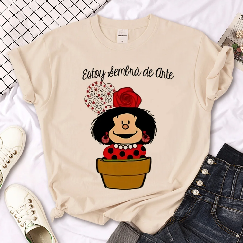 Camiseta Mafalda para mujer, camisetas de anime cómico, ropa de