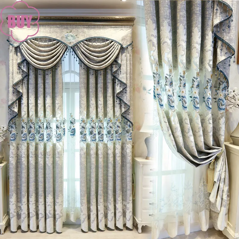 Stile europeo e Americano Royal Gold tende di Lusso per Soggiorno tenda