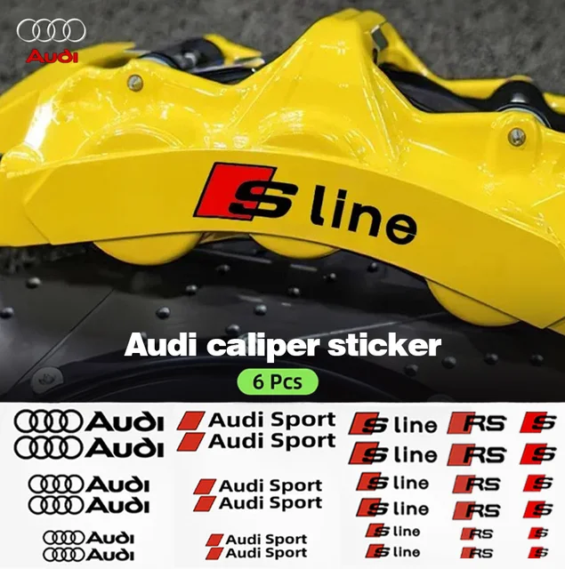 Car Brake Caliper Sticker Heat Resistant Decals Auto Accessories for Audi S Line A1 A3 A4 A6 A7 Q3 Q5 Q7 RS3 RS4 RS5 S3 S4 S5 S7