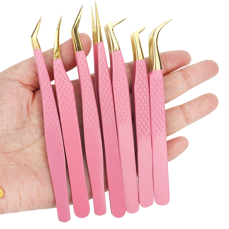 Stainless Steel Eyelash Tweezers Anti-static Non-magnetic Professional 1PC